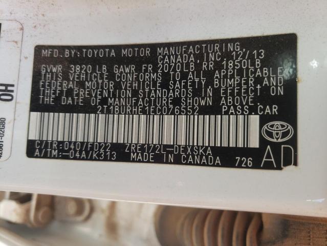 Photo 10 from auction – 2014 TOYOTA COROLLA L with VIN 2T1BURHE1EC076552