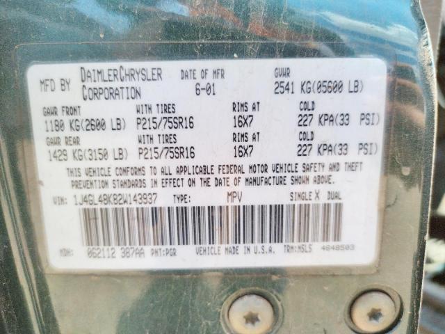 Photo 10 from auction – 2002 JEEP LIBERTY SP with VIN 1J4GL48K82W143937