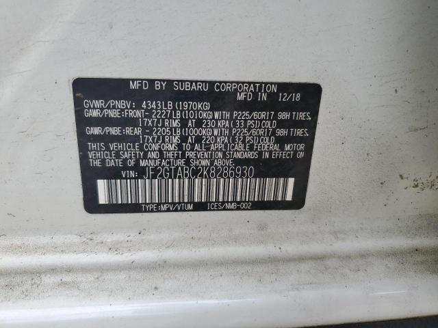 Photo 10 from auction – 2019 SUBARU CROSSTREK with VIN JF2GTABC2K8286930