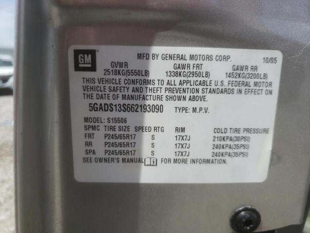 Photo 10 from auction – 2006 BUICK RAINIER CX with VIN 5GADS13S662193090