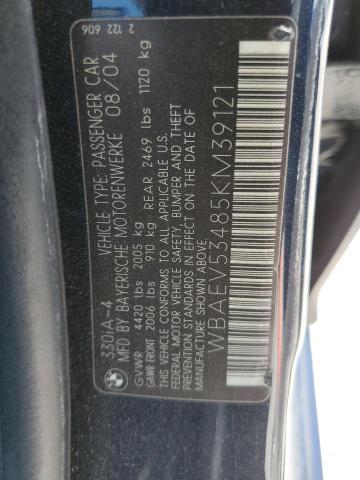 Photo 10 from auction – 2005 BMW 330 I with VIN WBAEV53485KM39121