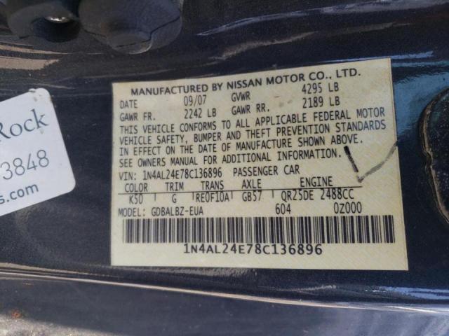 Photo 10 from auction – 2008 NISSAN ALTIMA 2.5 with VIN 1N4AL24E78C136896