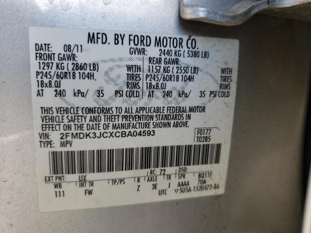 Photo 10 from auction – 2012 FORD EDGE SEL with VIN 2FMDK3JCXCBA04593