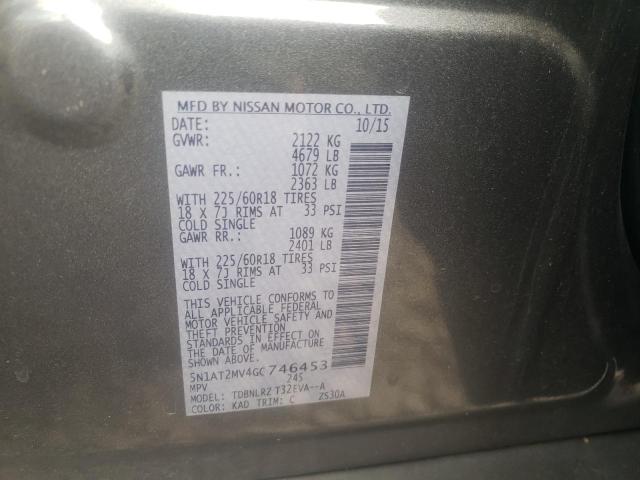 Photo 10 from auction – 2016 NISSAN ROGUE S with VIN 5N1AT2MV4GC746453