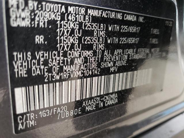 Photo 10 from auction – 2021 TOYOTA RAV4 XLE with VIN 2T3W1RFVXMC104142