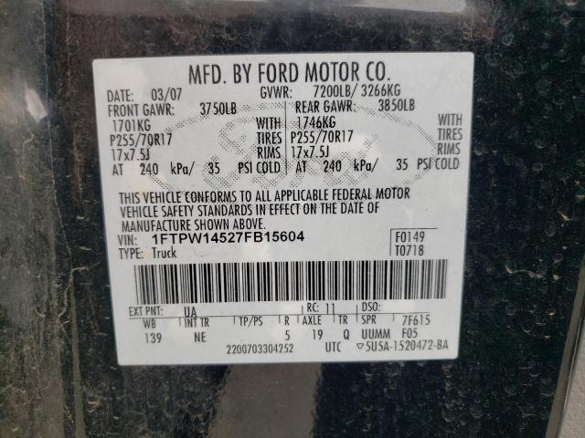 Photo 10 from auction – 2007 FORD F150 with VIN 1FTPW14527FB15604
