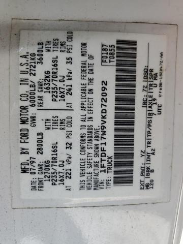 Photo 10 from auction – 1997 FORD F150 with VIN 1FTDF17W9VKD72092