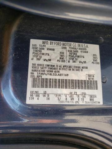 Photo 10 from auction – 2002 FORD EXPEDITION with VIN 1FMFU18L32LA81169