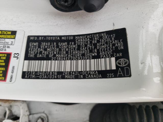 Photo 10 from auction – 2013 TOYOTA COROLLA BA with VIN 2T1BU4EE7DC933950