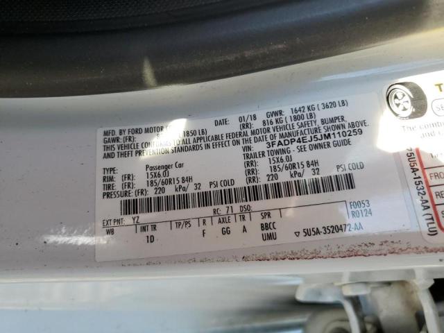 Zdjęcie 10 z aukcji – 2018 FORD FIESTA SE z VIN 3FADP4EJ5JM110259