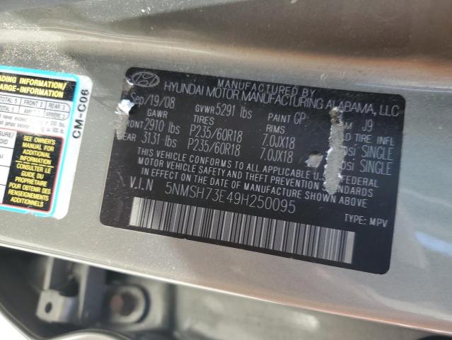 Photo 10 from auction – 2009 HYUNDAI SANTA FE with VIN 5NMSH73E49H250095