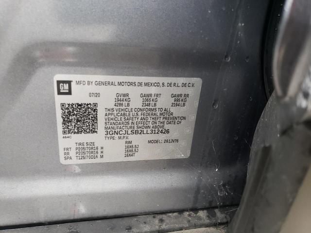 Photo 10 from auction – 2020 CHEVROLET TRAX 1LT with VIN 3GNCJLSB2LL312426