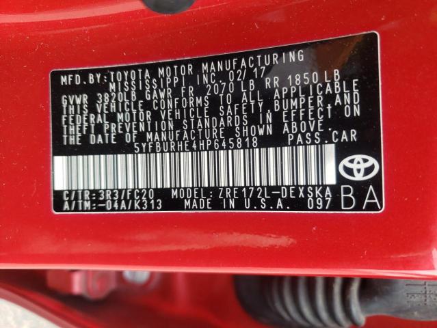 Photo 10 from auction – 2017 TOYOTA COROLLA L with VIN 5YFBURHE4HP645818