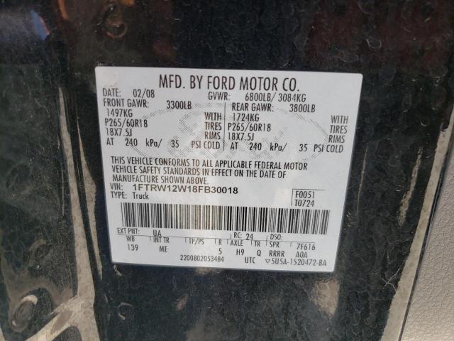 Photo 10 from auction – 2008 FORD F150 SUPER with VIN 1FTRW12W18FB30018