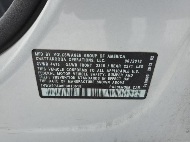 Photo 10 from auction – 2014 VOLKSWAGEN PASSAT S with VIN 1VWAP7A38EC013518