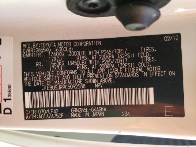 Photo 10 from auction – 2012 TOYOTA 4RUNNER SR with VIN JTEBU5JR9C5092588