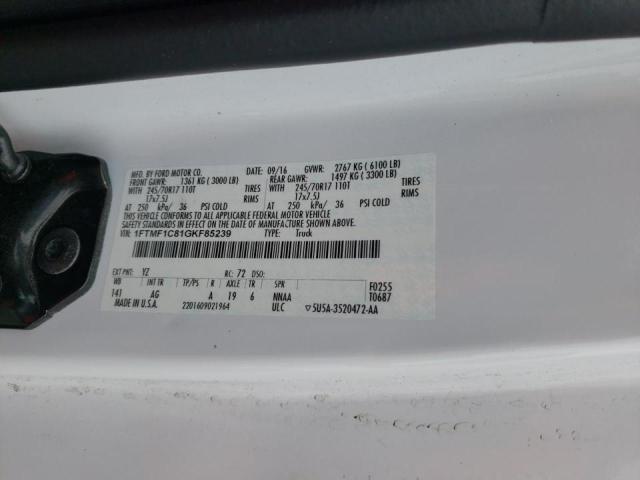 Photo 10 from auction – 2016 FORD F150 with VIN 1FTMF1C81GKF85239