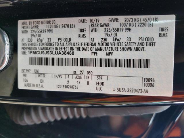 Photo 10 from auction – 2020 FORD ESCAPE TIT with VIN 1FMCU9J93LUA38480