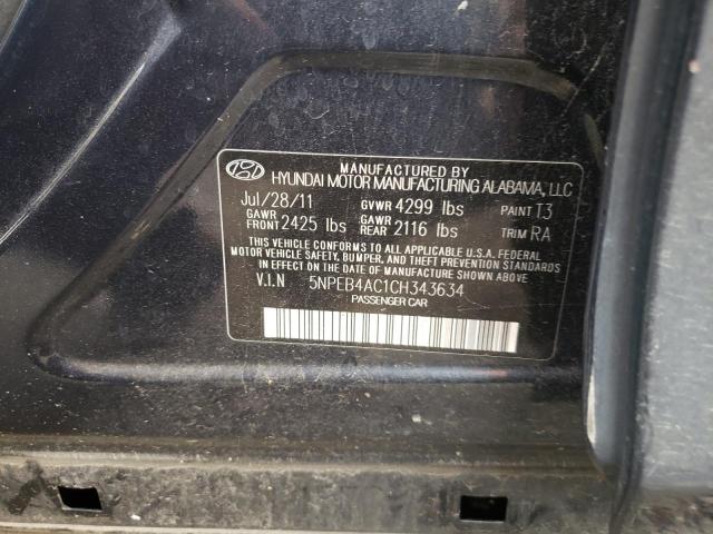 Photo 10 from auction – 2012 HYUNDAI SONATA GLS with VIN 5NPEB4AC1CH343634