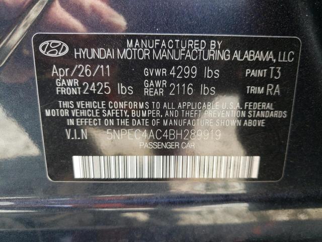 Photo 10 from auction – 2011 HYUNDAI SONATA SE with VIN 5NPEC4AC4BH289919