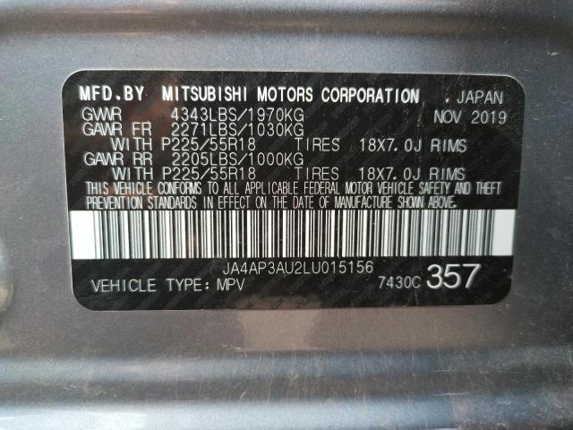 Photo 10 from auction – 2020 MITSUBISHI OUTLANDER with VIN JA4AP3AU2LU015156