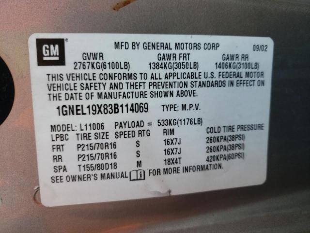 Photo 10 from auction – 2003 CHEVROLET ASTRO with VIN 1GNEL19X83B114069