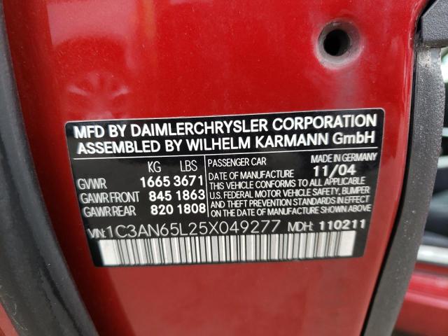 Photo 10 from auction – 2005 CHRYSLER CROSSFIRE with VIN 1C3AN65L25X049277