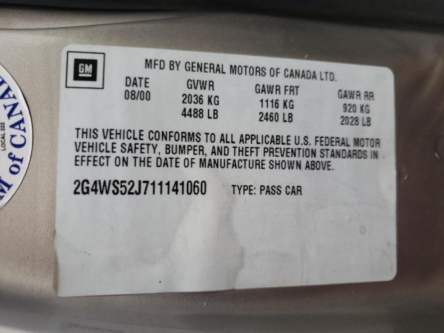 Photo 10 from auction – 2001 BUICK CENTURY CU with VIN 2G4WS52J711141060