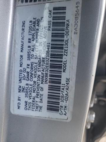Photo 10 from auction – 2003 TOYOTA COROLLA CE with VIN 1NXBR32E83Z108481
