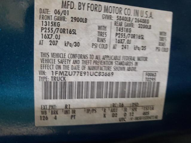 Photo 10 from auction – 2001 FORD EXPLORER S with VIN 1FMZU77E91UC83669