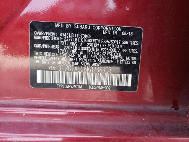 Photo 10 from auction – 2019 SUBARU CROSSTREK with VIN JF2GTAEC6K8236303