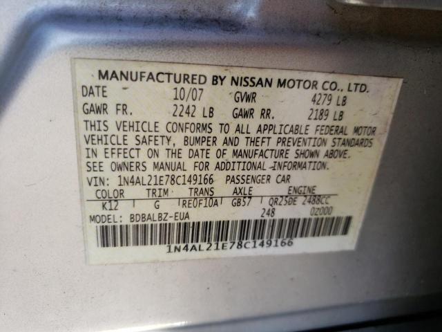 Photo 10 from auction – 2008 NISSAN ALTIMA 2.5 with VIN 1N4AL21E78C149166