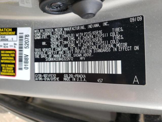 Photo 10 from auction – 2010 TOYOTA SIENNA CE with VIN 5TDKK4CC8AS322612