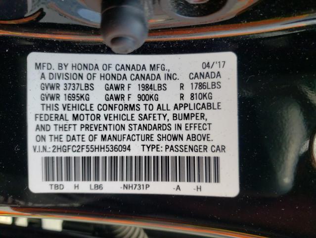 Photo 10 from auction – 2017 HONDA CIVIC LX with VIN 2HGFC2F55HH536094