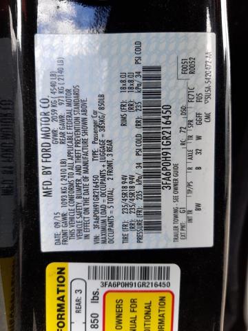 Photo 10 from auction – 2016 FORD FUSION SE with VIN 3FA6P0H91GR216450