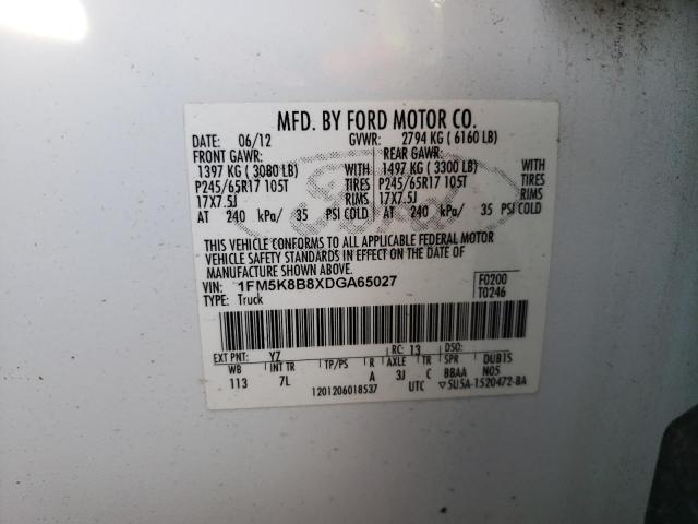 Photo 10 from auction – 2013 FORD EXPLORER with VIN 1FM5K8B8XDGA65027