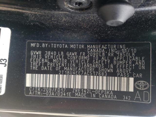 Photo 10 from auction – 2010 TOYOTA COROLLA BA with VIN 2T1BU4EE7AC517683