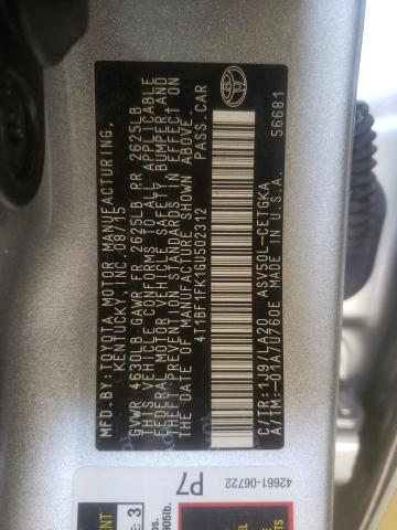 Photo 10 from auction – 2016 TOYOTA CAMRY LE with VIN 4T1BF1FK1GU502312
