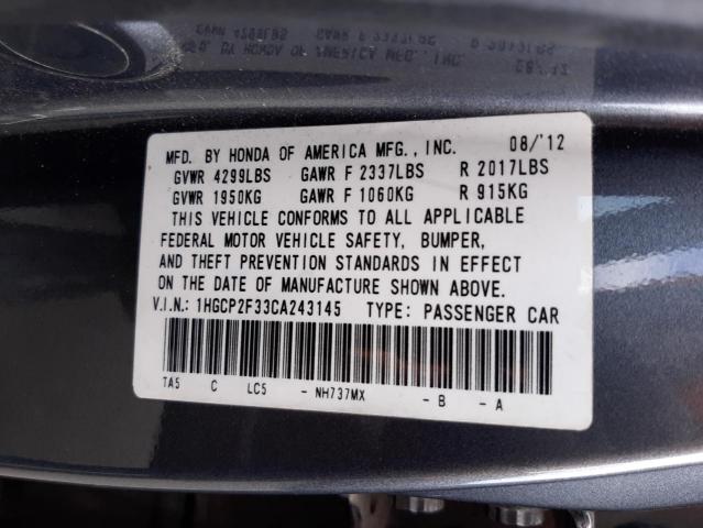 Photo 10 from auction – 2012 HONDA ACCORD LX with VIN 1HGCP2F33CA243145