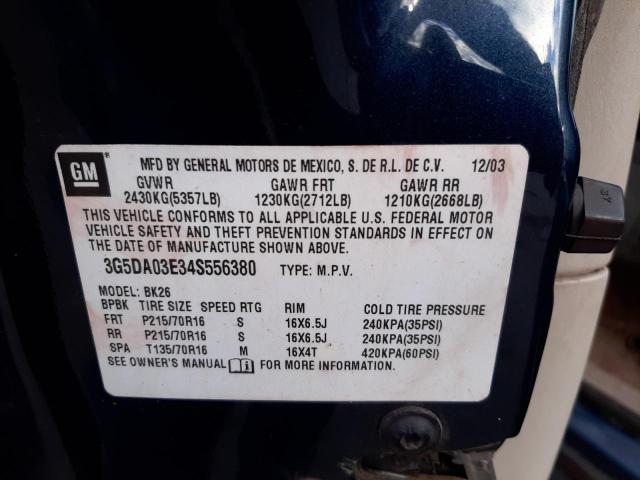 Photo 10 from auction – 2004 BUICK RENDEZVOUS with VIN 3G5DA03E34S556380