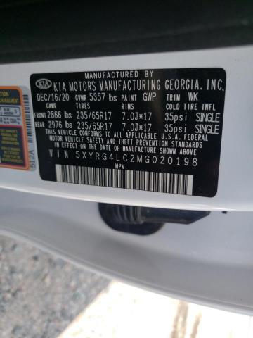 Photo 10 from auction – 2021 KIA SORENTO S with VIN 5XYRG4LC2MG020198