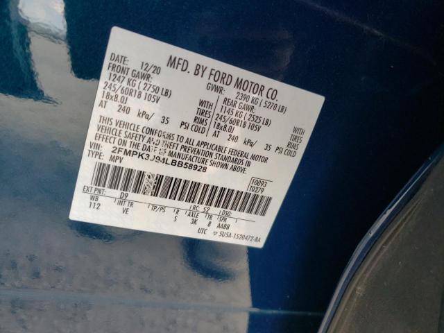 Photo 10 from auction – 2020 FORD EDGE SEL with VIN 2FMPK3J94LBB58928