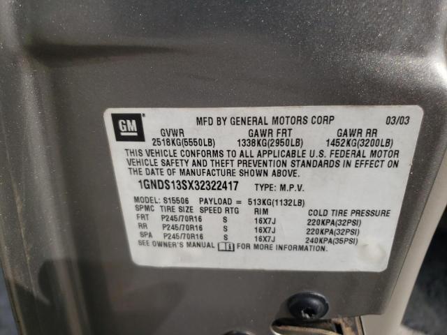 Photo 10 from auction – 2003 CHEVROLET TRAILBLAZE with VIN 1GNDS13SX32322417