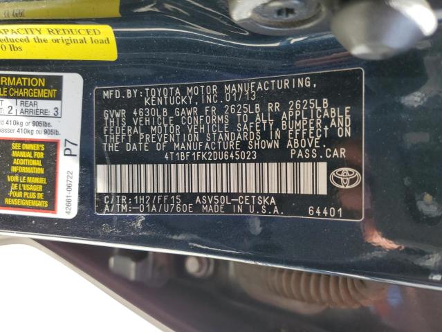Photo 10 from auction – 2013 TOYOTA CAMRY L with VIN 4T1BF1FK2DU645023