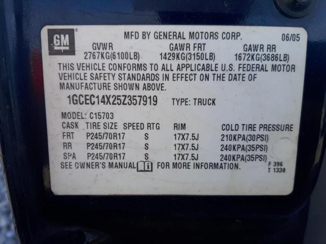 Photo 10 from auction – 2005 CHEVROLET SILVERADO with VIN 1GCEC14X25Z357919