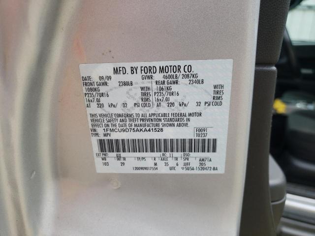 Photo 10 from auction – 2010 FORD ESCAPE XLT with VIN 1FMCU9D75AKA41528