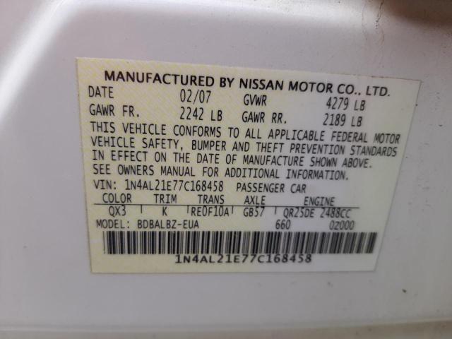 Photo 10 from auction – 2007 NISSAN ALTIMA 2.5 with VIN 1N4AL21E77C168458