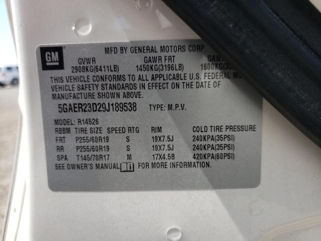 Photo 10 from auction – 2009 BUICK ENCLAVE CX with VIN 5GAER23D29J189538