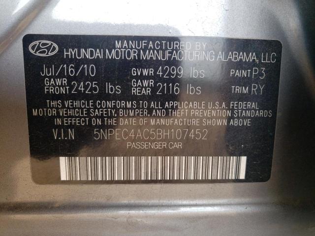 Photo 10 from auction – 2011 HYUNDAI SONATA SE with VIN 5NPEC4AC5BH107452