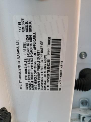 Photo 10 from auction – 2020 HONDA RIDGELINE with VIN 5FPYK3F73LB000235